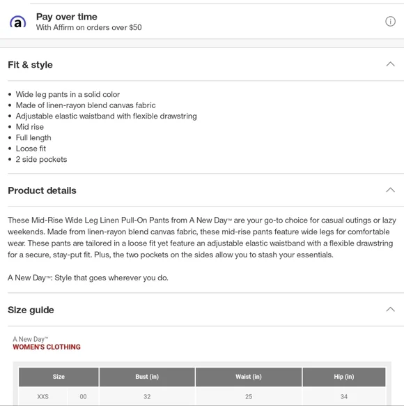 Womens Linen Pull On Pants Size XXL #452 - Picture 6 of 9